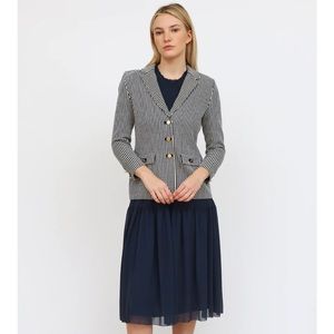 St. John Collection by Marie Gray Navy and White Striped Blazer